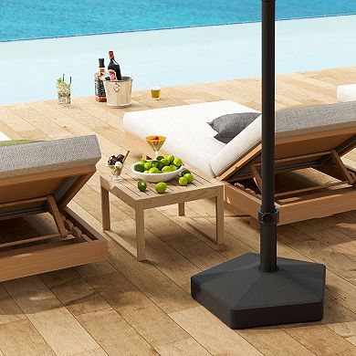 HDPE Patio Umbrella Base Fillable with Sand or Water for Garden Deck Poolside - Black