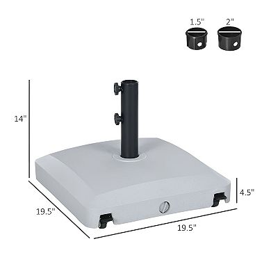 Adjustable Outdoor Umbrella Stand with Wheels, Side Fill, and Stable Support - Grey