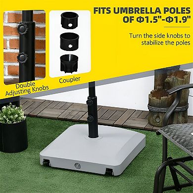 Adjustable Outdoor Umbrella Stand with Wheels, Side Fill, and Stable Support - Grey
