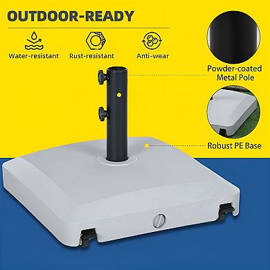 Adjustable Outdoor Umbrella Stand with Wheels, Side Fill, and Stable Support - Grey