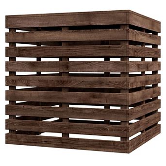 2-in-1 Outdoor Storage Box and Coffee Table with Umbrella Hole - Brown