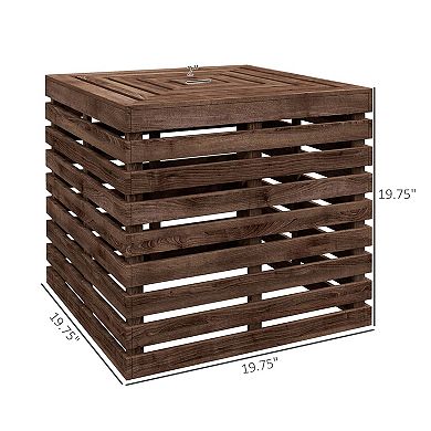 2-in-1 Outdoor Storage Box and Coffee Table with Umbrella Hole - Brown