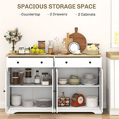 Console Storage Cabinet with 2 Drawers, 2 Doors & Adjustable Shelves