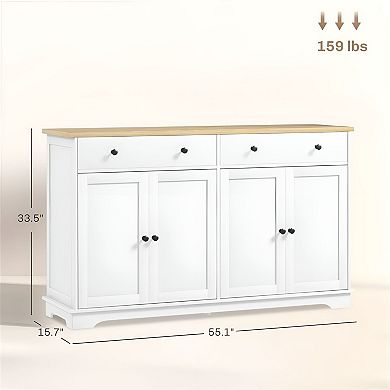 Console Storage Cabinet with 2 Drawers, 2 Doors & Adjustable Shelves