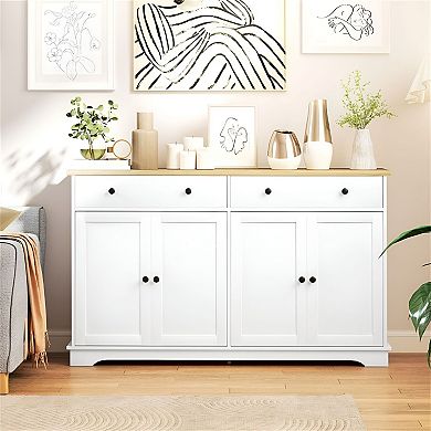 Console Storage Cabinet with 2 Drawers, 2 Doors & Adjustable Shelves