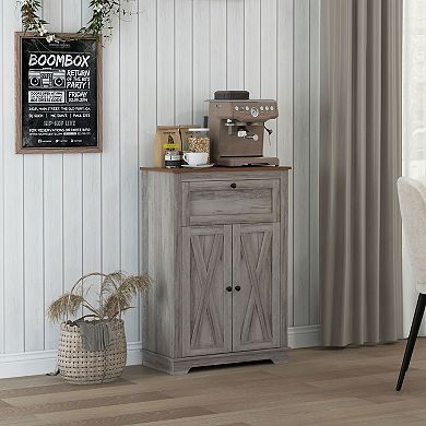 Narrow Storage Cabinet with Drawer & Adjustable Shelf, Slim Floor Cabinet