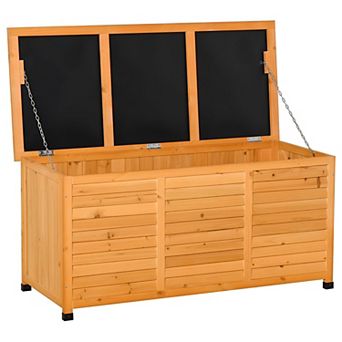 Garden Storage Bench with Lift-Top Seat, Wooden Patio Bench for Tools and Outdoor Supplies