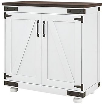 Farmhouse Storage Cabinet with Sliding Door & Interior Shelf for Kitchen or Entryway