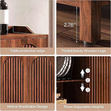 Farmhouse Buffet Cabinet, Wood Storage Sideboard with Shelves for Kitchen or Entryway