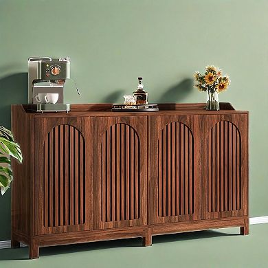 Farmhouse Buffet Cabinet, Wood Storage Sideboard with Shelves for Kitchen or Entryway