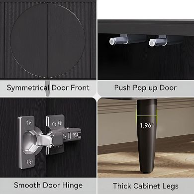 Contemporary Storage Cabinet with Patterned Doors & Interior Shelves
