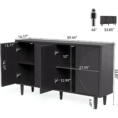 Contemporary Storage Cabinet with Patterned Doors & Interior Shelves