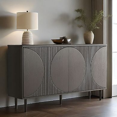 Contemporary Storage Cabinet with Patterned Doors & Interior Shelves