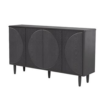 Contemporary Storage Cabinet with Patterned Doors & Interior Shelves