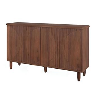 Contemporary Storage Cabinet with Patterned Doors & Interior Shelves