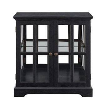 Glass Display Cabinet with LED Lights, Adjustable Shelves & Magnetic Doors