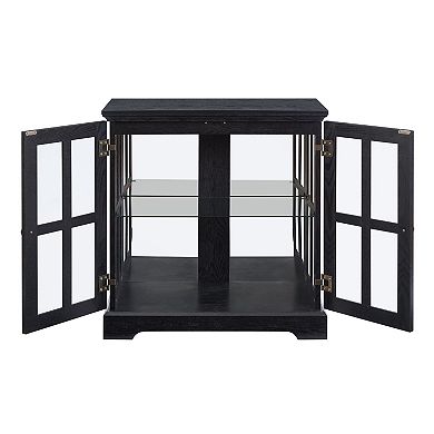 Glass Display Cabinet with LED Lights, Adjustable Shelves & Magnetic Doors