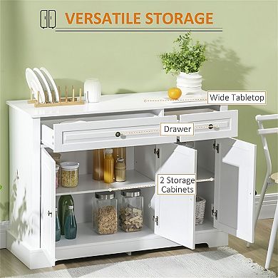 Sideboard Buffet Cabinet with 2 Drawers & 3 Doors, Adjustable Shelves