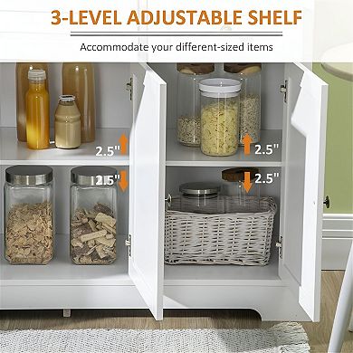 Sideboard Buffet Cabinet with 2 Drawers & 3 Doors, Adjustable Shelves