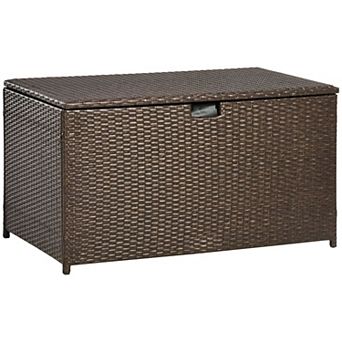 Wicker Patio Deck Storage Box with Hydraulic Lid for Outdoor Cushions and Accessories