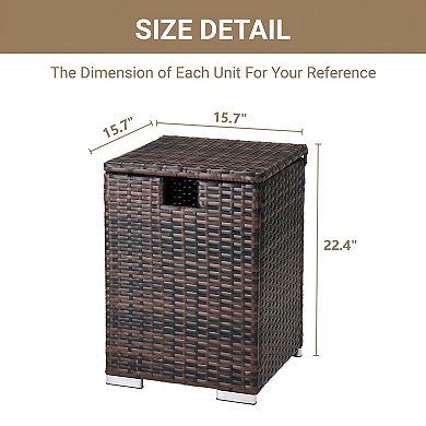 Wicker Storage Side Table with Removable Top for Patio Seating, Balcony, or Indoor Use