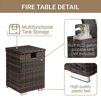 Wicker Storage Side Table with Removable Top for Patio Seating, Balcony, or Indoor Use