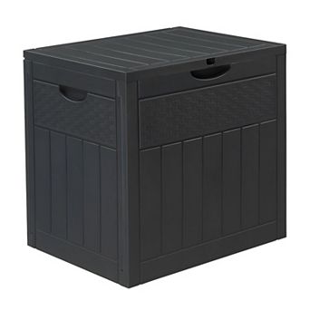 Compact Patio Storage Box Plastic Deck Organizer for Garden Tools and Outdoor Supplies