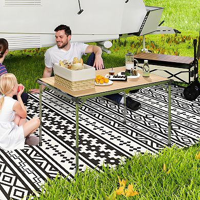 Folding Outdoor Table with Aluminum Frame, Adjustable Height, and Wide Surface for Picnics