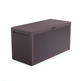 Large Resin Patio Deck Storage Box for Cushions, Garden Tools, and Outdoor Accessories