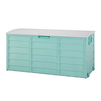 Resin Patio Storage Box with Lockable Lid and Wheels for Outdoor Cushions and Garden Tools