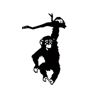 Hanging Monkey Metal Wall Decor Tree Branch Silhouette Animal Wall Accent Piece