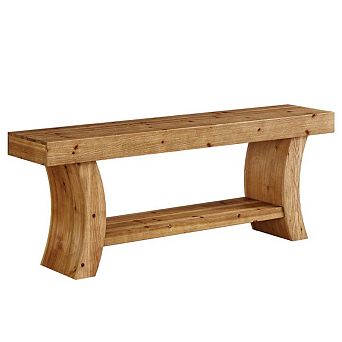 Farmhouse Style Solid Wood Console Table with Lower Shelf, Rectangular Hallway or Sofa Table