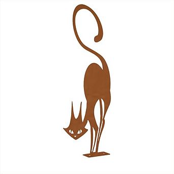 Wrought Iron Cat Fence Decor Rustic Halloween Outdoor Garden Accent