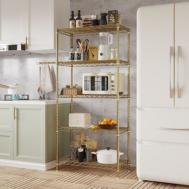 Metal Wire Shelving Unit 5 Tier Adjustable Storage Rack for Kitchen Pantry, Garage Tools