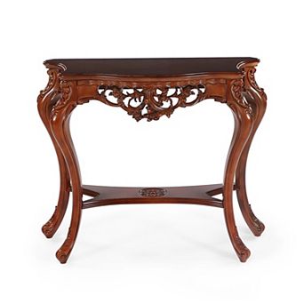 Semicircular Console Table with Shelf, Entryway or Hallway Table, Molded Carved Legs