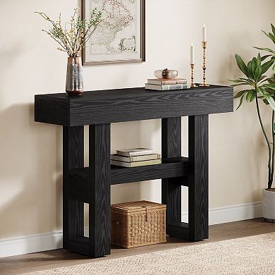Rectangular Console Table with Lower Shelf, Narrow Entryway Table for Hallway or Living Room