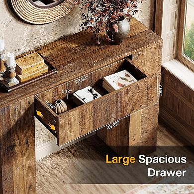 Console Table with Drawer, Rustic Rectangular Table for Entryway, Hallway, or Living Room