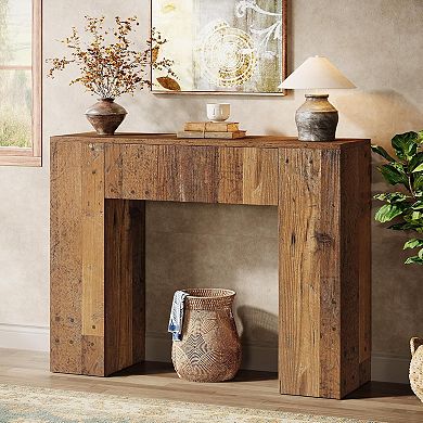 Console Table with Drawer, Rustic Rectangular Table for Entryway, Hallway, or Living Room