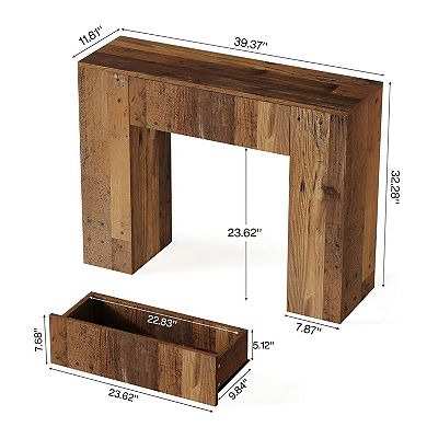 Console Table with Drawer, Rustic Rectangular Table for Entryway, Hallway, or Living Room