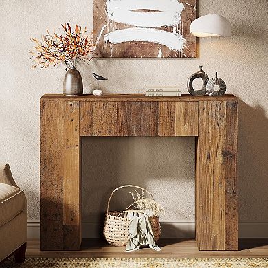 Console Table with Drawer, Rustic Rectangular Table for Entryway, Hallway, or Living Room