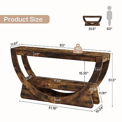 Farmhouse Console Table with Open Shelf for Entryway or Living Room