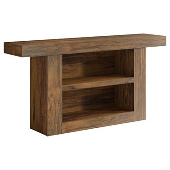 Farmhouse Console Table with U-Shaped Base and Three Tiers for Entryway