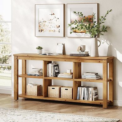 Solid Wood Narrow Console Table, Adjustable 36 Cubbies, Sofa-Back or Stairway Table