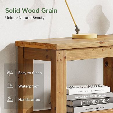 Solid Wood Narrow Console Table, Adjustable 36 Cubbies, Sofa-Back or Stairway Table
