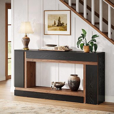 Two-Tier Console Table with Top and Lower Shelf for Decor, Books, or Essentials