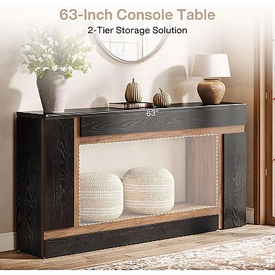 Two-Tier Console Table with Top and Lower Shelf for Decor, Books, or Essentials