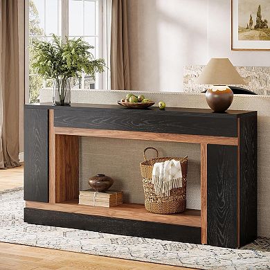 Two-Tier Console Table with Top and Lower Shelf for Decor, Books, or Essentials