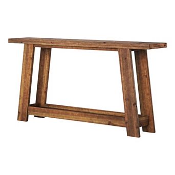 Farmhouse-Style Console Table, 2 tier Solid Wood Table for Hallway or Living Room
