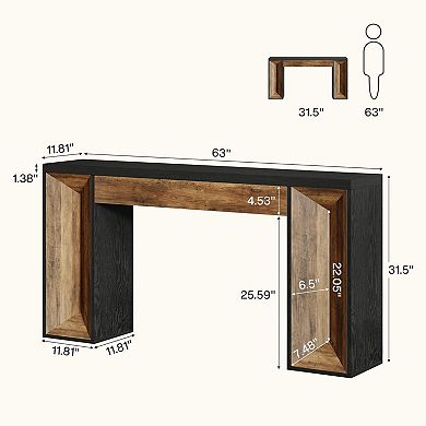 Dual-Tone Console Table, Slim Entryway or Hallway Table with Storage Surface