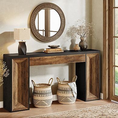 Dual-Tone Console Table, Slim Entryway or Hallway Table with Storage Surface